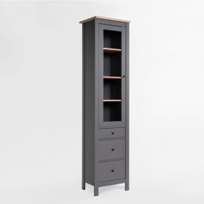 2.08.07.120.15 САГА шкаф с витриной 50 серый/ясень RU в Приобье - priobie.ok-mebel.com | фото