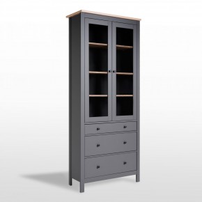 2.08.07.130.15 САГА шкаф с витриной 90 серый/ясень RU в Приобье - priobie.ok-mebel.com | фото
