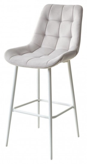 Барный стул ХОФМАН, цвет H-09 Светло-серый, велюр / белый каркас М-City в Приобье - priobie.ok-mebel.com | фото