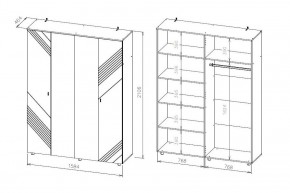 БАЙКАЛ Шкаф четырехстворчатый (Графит/Дуб золотой) в Приобье - priobie.ok-mebel.com | фото 3