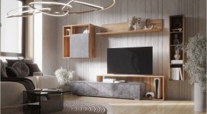 ДАЛЛАС Гостиная (модульная) цемент темный в Приобье - priobie.ok-mebel.com | фото