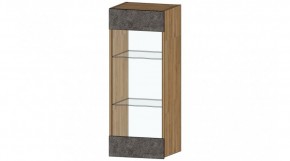ДАЛЛАС Шкаф со стеклом (цемент темный) в Приобье - priobie.ok-mebel.com | фото