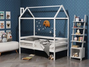 Детская кровать-домик из массива березы Соня-6 (800*1600) Белый/Лак в Приобье - priobie.ok-mebel.com | фото