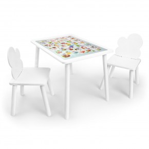 Детский комплект стол и два стула Облачко Rolti Baby с накладкой Алфавит (белая столешница/белое сиденье/белые ножки) в Приобье - priobie.ok-mebel.com | фото