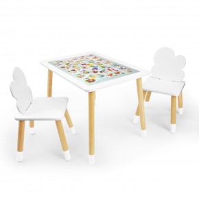 Детский комплект стол и два стула Облачко Rolti Baby с накладкой Алфавит (белая столешница/белое сиденье/береза ножки) в Приобье - priobie.ok-mebel.com | фото