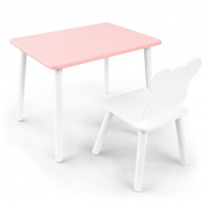 Детский комплект стол и стул «Мишка» Rolti Baby (розовый/белый, массив березы/мдф) в Приобье - priobie.ok-mebel.com | фото