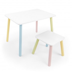 Детский комплект стол и табурет Rolti Baby (белая столешница/белое сиденье/цветные ножки) в Приобье - priobie.ok-mebel.com | фото