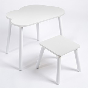 Детский комплект стол ОБЛАЧКО  и табурет Rolti Baby (белая столешница/белое сиденье/белые ножки) в Приобье - priobie.ok-mebel.com | фото