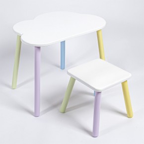 Детский комплект стол ОБЛАЧКО  и табурет Rolti Baby (белая столешница/белое сиденье/цветные ножки) в Приобье - priobie.ok-mebel.com | фото