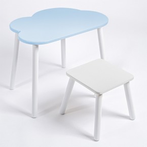Детский комплект стол ОБЛАЧКО  и табурет Rolti Baby (голубая столешница/белое сиденье/белые ножки) в Приобье - priobie.ok-mebel.com | фото