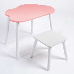 Детский комплект стол ОБЛАЧКО  и табурет Rolti Baby (розовая столешница/белое сиденье/белые ножки) в Приобье - priobie.ok-mebel.com | фото