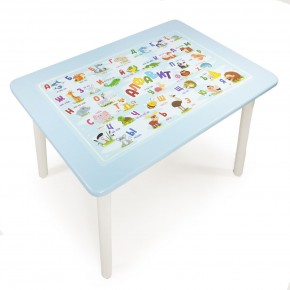 Детский стол с накладкой Алфавит  (Голубой/Белый) в Приобье - priobie.ok-mebel.com | фото 1