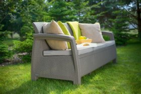 Диван пластиковый Корфу Макс (Corfu love seat max) капучино - песок в Приобье - priobie.ok-mebel.com | фото 3