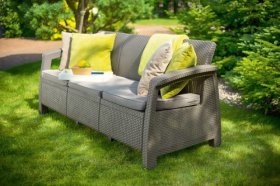 Диван пластиковый Корфу Макс (Corfu love seat max) капучино - песок в Приобье - priobie.ok-mebel.com | фото 4