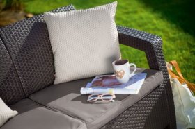 Диван пластиковый Корфу Макс (Corfu love seat max) коричневый в Приобье - priobie.ok-mebel.com | фото 3