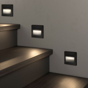 DK3050-BK Светильник встраиваемый в стену, IP 20, LED 3000, 1 Вт, черный пластик в Приобье - priobie.ok-mebel.com | фото 3