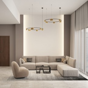 DK4067-BK+SG Подвесной светильник ORBIT, IP20, 15xGU10 LED, до 15 Вт, черный + сатинированное золото, алюминий в Приобье - priobie.ok-mebel.com | фото 4