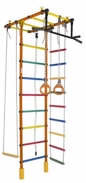 ДСК Атлант оранжевый радуга: турник, кольца, канат, трапеция, веревочная лестница в Приобье - priobie.ok-mebel.com | фото 1