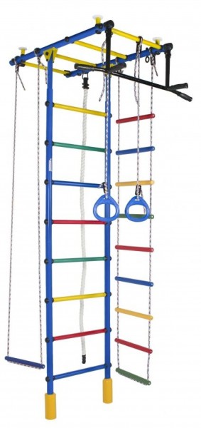 ДСК Атлант цв.синий радуга: турник, кольца, канат, трапеция, веревочная лестница в Приобье - priobie.ok-mebel.com | фото 1