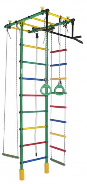 ДСК Атлант цв.зеленый радуга: турник, кольца, канат, трапеция, веревочная лестница в Приобье - priobie.ok-mebel.com | фото