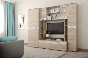 Гостиная Белла (Дуб Сонома/Белый глянец) в Приобье - priobie.ok-mebel.com | фото