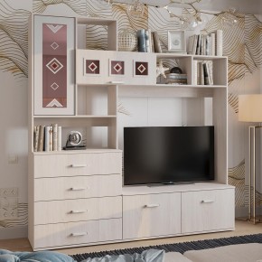 Гостиная Белла центральная секция (ясень белый) в Приобье - priobie.ok-mebel.com | фото 3