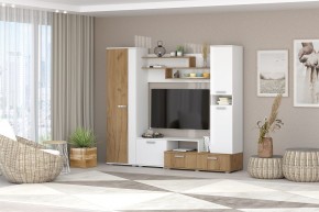 Гостиная Юна (Белый текстурный/Дуб крафт золотой) в Приобье - priobie.ok-mebel.com | фото 3