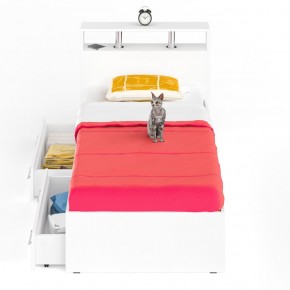 Камелия Кровать с ящиками 0900, цвет белый, ШхГхВ 93,5х217х78,2 см., сп.м. 900х2000 мм., без матраса, основание есть в Приобье - priobie.ok-mebel.com | фото 4