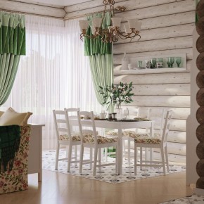 Комлект Вествик обеденный стол и четыре стула, массив сосны, цвет белый в Приобье - priobie.ok-mebel.com | фото 1
