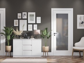 Комод 2-ств. с 3 ящиками "Бьянко" (Белый лофт) в Приобье - priobie.ok-mebel.com | фото 2