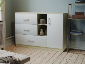 Комод К-3.1 (Дуб сонома/Белый жемчуг) в Приобье - priobie.ok-mebel.com | фото 2