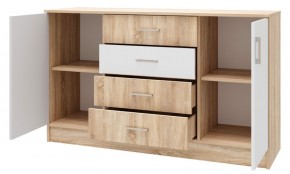 БЕАТРИС Комод К1400 (Дуб Сонома/Белый глянец) в Приобье - priobie.ok-mebel.com | фото 2