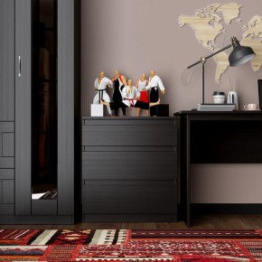 Комод КАСТОР с тремя ящиками, цвет Дуб Венге в Приобье - priobie.ok-mebel.com | фото 3