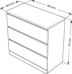 Комод Варма 3 с тремя выдвижными ящиками, цвет белый в Приобье - priobie.ok-mebel.com | фото 4