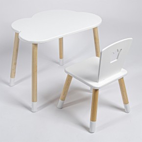 Комплект детский стол ОБЛАЧКО и стул КОРОНА ROLTI Baby (белая столешница/белое сиденье/береза ножки) в Приобье - priobie.ok-mebel.com | фото