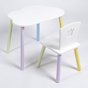 Комплект детский стол ОБЛАЧКО и стул КОРОНА ROLTI Baby (белая столешница/белое сиденье/цветные ножки) в Приобье - priobie.ok-mebel.com | фото