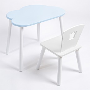 Комплект детский стол ОБЛАЧКО и стул КОРОНА ROLTI Baby (голубая  столешница/белое сиденье/белые ножки) в Приобье - priobie.ok-mebel.com | фото