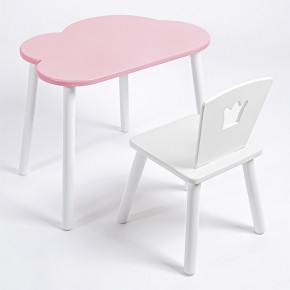 Комплект детский стол ОБЛАЧКО и стул КОРОНА ROLTI Baby (розовая столешница/белое сиденье/белые ножки) в Приобье - priobie.ok-mebel.com | фото