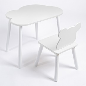 Комплект детский стол ОБЛАЧКО и стул МИШКА ROLTI Baby (белая столешница/белое сиденье/белые ножки) в Приобье - priobie.ok-mebel.com | фото