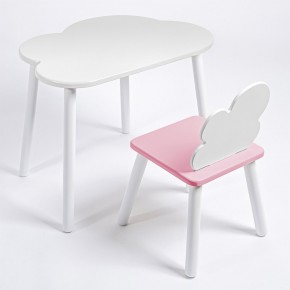 Комплект детский стол ОБЛАЧКО и стул ОБЛАЧКО ROLTI Baby (белая столешница/розовое сиденье/белые ножки) в Приобье - priobie.ok-mebel.com | фото