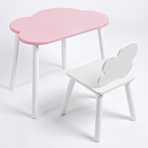 Комплект детский стол ОБЛАЧКО и стул ОБЛАЧКО ROLTI Baby (розовая столешница/белое сиденье/белые ножки) в Приобье - priobie.ok-mebel.com | фото