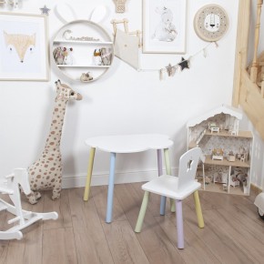 Комплект детский стол ОБЛАЧКО и стул ЗВЕЗДА ROLTI Baby (белая столешница/белое сиденье/цветные ножки) в Приобье - priobie.ok-mebel.com | фото
