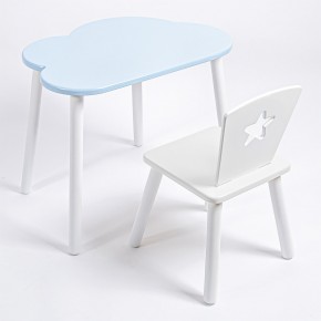 Комплект детский стол ОБЛАЧКО и стул ЗВЕЗДА ROLTI Baby (голубая столешница/белое сиденье/белые ножки) в Приобье - priobie.ok-mebel.com | фото