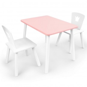 Комплект детской мебели стол и два стула Корона  (Розовый/Белый/Белый) в Приобье - priobie.ok-mebel.com | фото 1