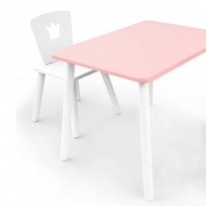 Комплект детской мебели стол и стул Корона (Розовый/Белый/Белый) в Приобье - priobie.ok-mebel.com | фото