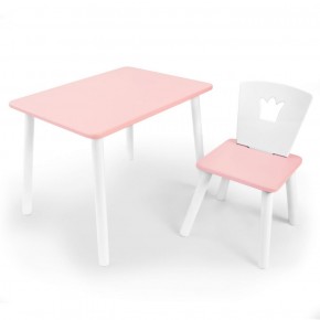 Комплект детской мебели стол и стул Корона (Розовый/Розовый/Белый) в Приобье - priobie.ok-mebel.com | фото