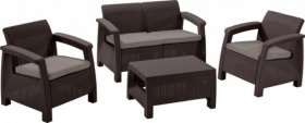 Комплект мебели Корфу сет (Corfu set) коричневый - серо-бежевый * в Приобье - priobie.ok-mebel.com | фото