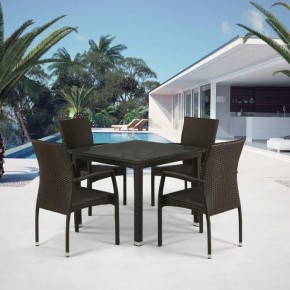 Комплект плетеной мебели T257A/YC379A-W53 Brown (4+1) + подушки на стульях в Приобье - priobie.ok-mebel.com | фото 1