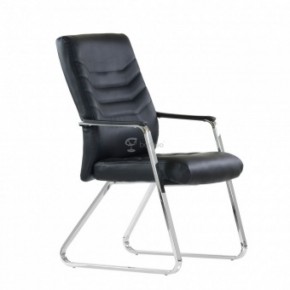 Кресло Barneo K-25 для посетителей и переговорных (хром, черная экокожа) в Приобье - priobie.ok-mebel.com | фото