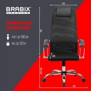 Кресло BRABIX PREMIUM "Ultimate EX-800" хром, плотная двойная сетка Х2, черное, 532911 в Приобье - priobie.ok-mebel.com | фото 6